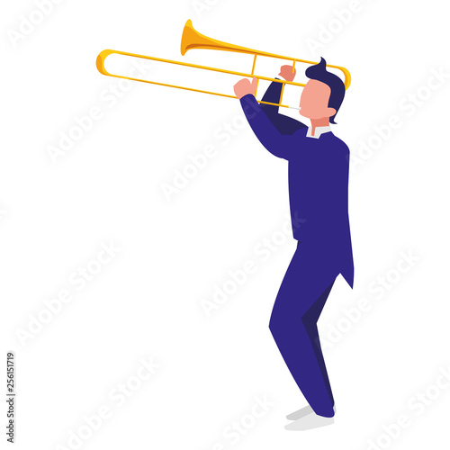 musician playing trumpet character