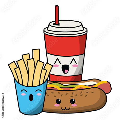 Fast food kawaii cartoon