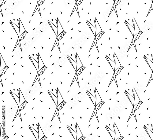 Geometric swallow seamless vector pattern