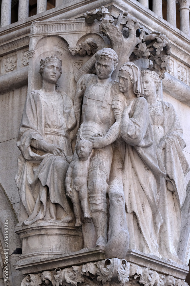 Judgment of Solomon, detail of the Doge Palace, St. Mark Square, Venice, Italy, UNESCO World Heritage Sites 