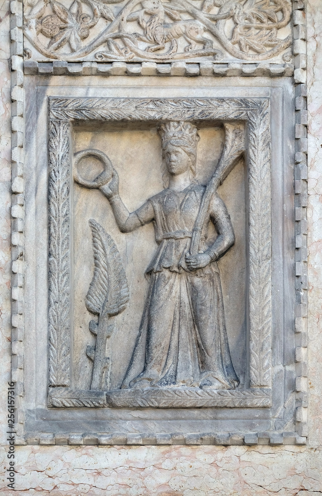 Relief detail of St. Mark's Basilica, St. Mark's Square, Venice, Italy, UNESCO World Heritage Sites