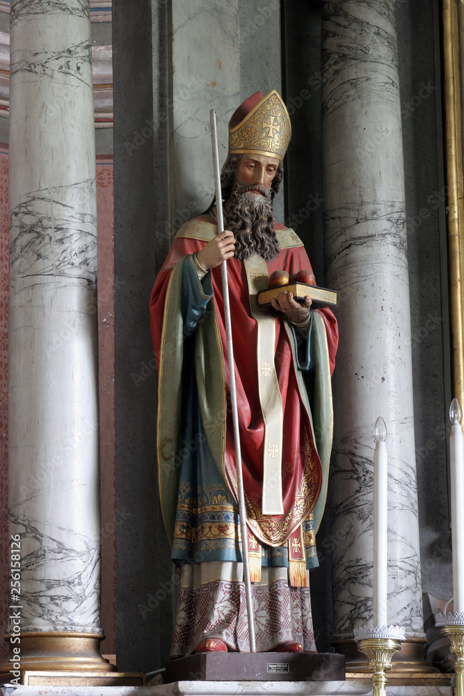Saint Nicholas, statue on the altar of Saint Eliah church in Lipnik, Croatia 