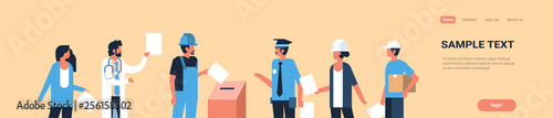 Election day concept different occupations voters casting