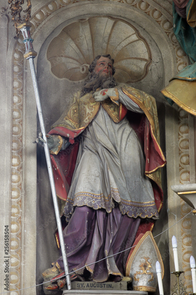 Saint Augustine of Hippo, statue on the main altar in church of Assumption in Sveta Marija na Muri, Croatia