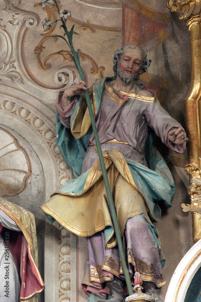 Fototapeta premium Saint Joseph, statue on the main altar in church of Assumption in Sveta Marija na Muri, Croatia