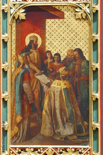 Saint Ladislaus gives decree the first bishop of Zagreb, altar of Saints Stephen, Ladislaus and Emeric in Zagreb cathedral