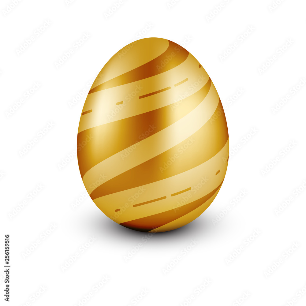 Gold egg isolated on white - obrazy, fototapety, plakaty 