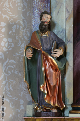 Saint Paul, statue on the altar of Our Lady of Sorrows in Saints Cosmas and Damian church in Vrhovac, Croatia 