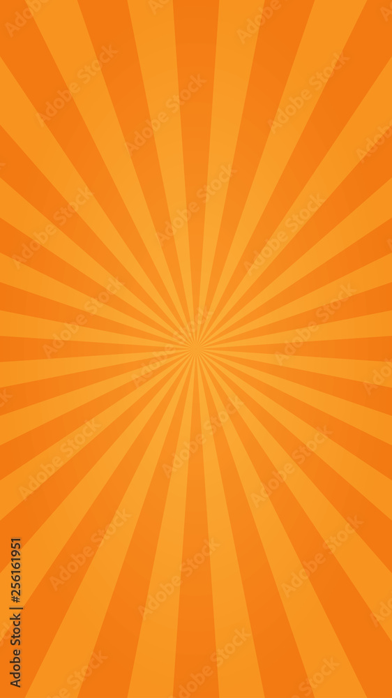 Fototapeta premium Retro rays comic orange background gradient halftone pop art style