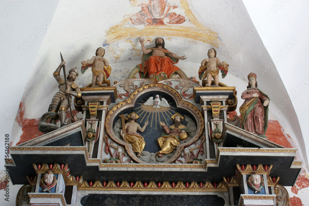 Holy Trinity, altar of Saint Paul the Hermit in Church of Birth of Virgin Mary in Svetice, Croatia 