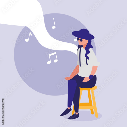 musician classic with hat and sunglasses avatar character
