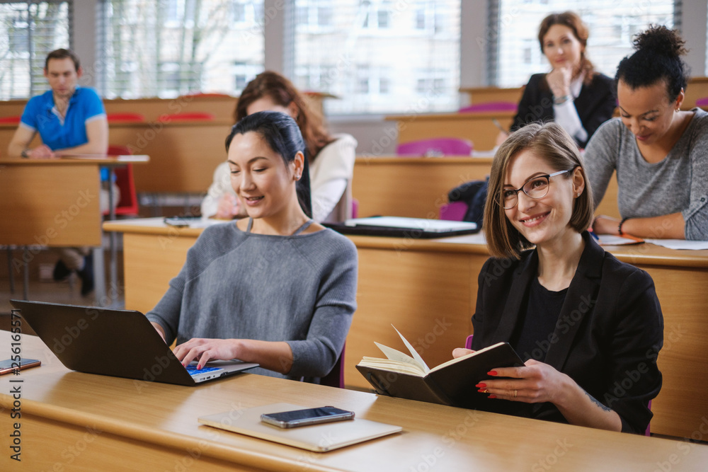 Multinational group of students in an auditorium
