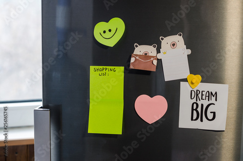 A refrigerator with notes
