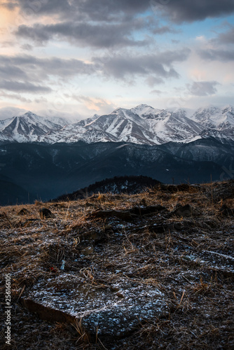 Karachay-Cherkessia mountain ranges at sunrise