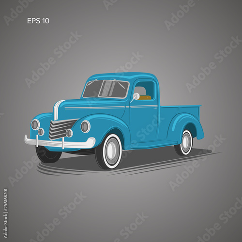 Old retro farmer pickup truck vector illustration icon.