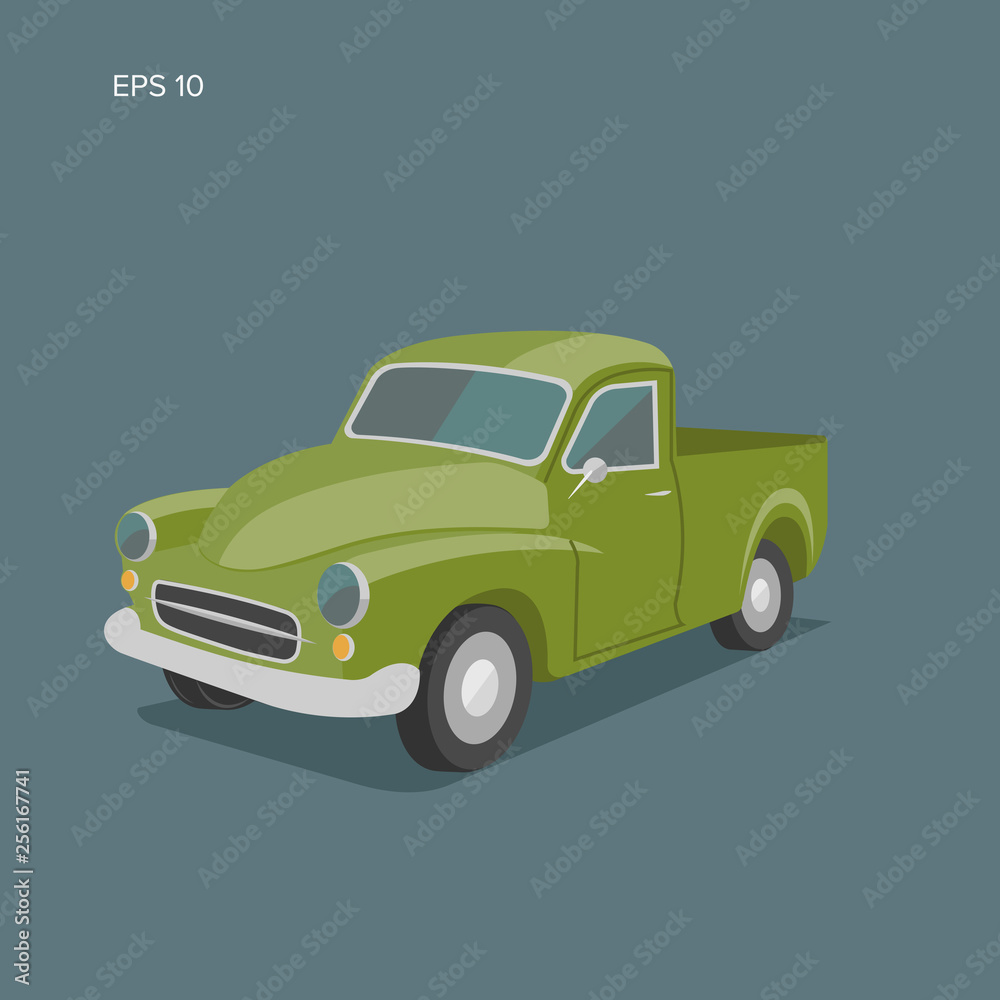 Old retro farmer pickup truck vector illustration icon. Old retro farmer pickup truck vector illustration icon.