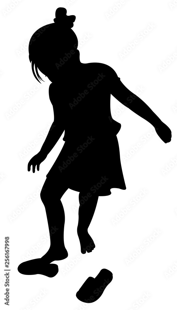 girl wearing her shoes, silhouette vector