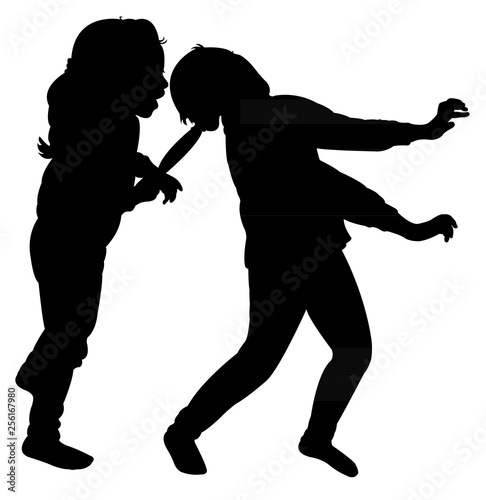girls fighting, silhouette vector
