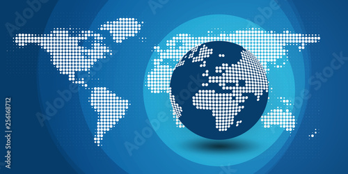 Spotted Earth Globe Design - Global Business, Technology, Globalization Concept - Wide Layout, Vector Design Template with Copy Space 