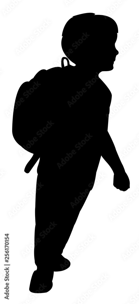 a student boy walking silhouette vector