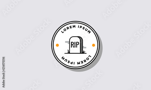 RIP Tombstone Badge Sticker Design Flat Style Design