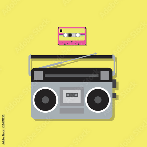 Retro radio player and cassette tape