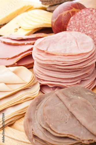 big group of thinly sliced meat 