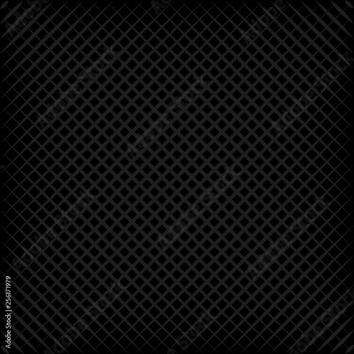 Black square gray grid, diagonal stripes, vector effect 3D wafer pattern, diagonal grid