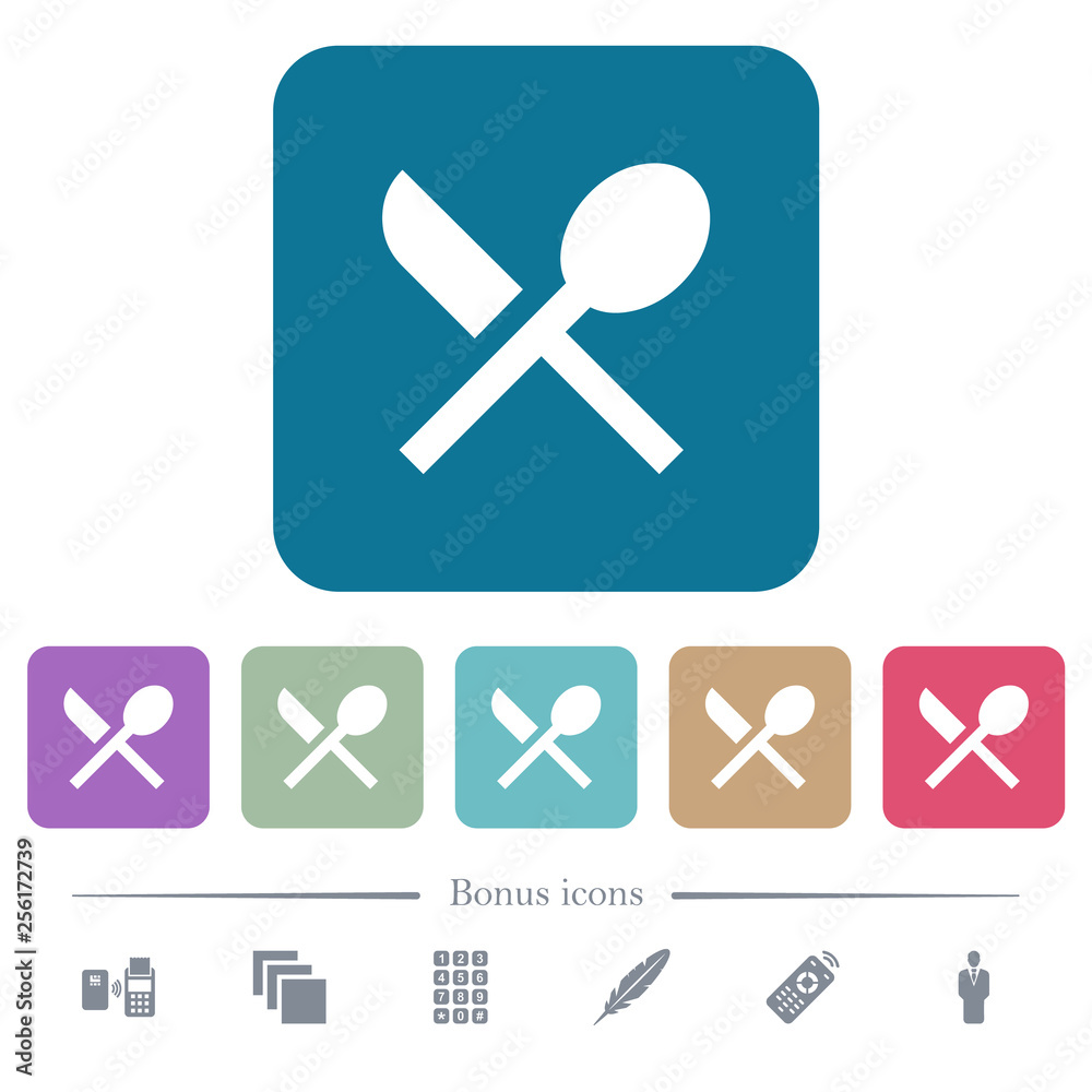 Dining flat icons on color rounded square backgrounds Dining flat icons on color rounded square backgrounds
