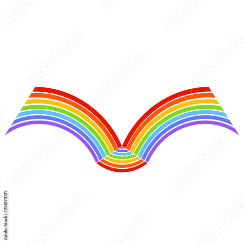 open colorful book from the rainbow, white background