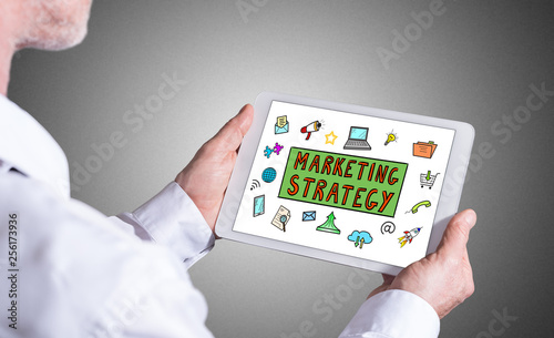 Marketing strategy concept on a tablet