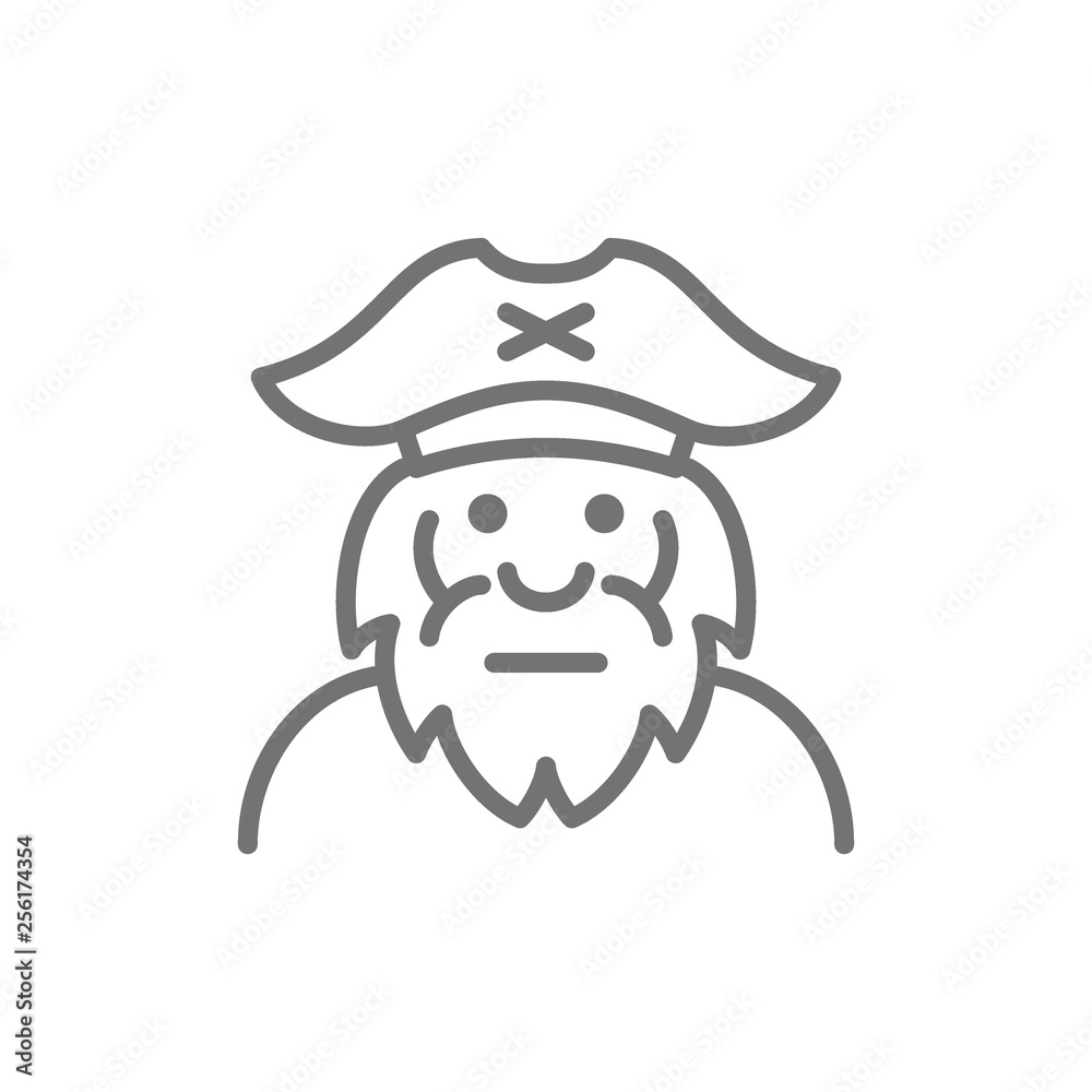 Captain, sailor, pirate, old man line icon.