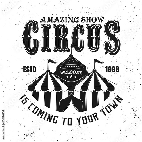 Circus tent or marquee vector black vintage emblem