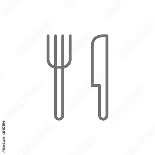 Cutlery, fork and knife line icon.