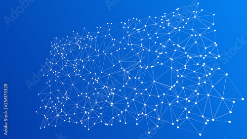 Vector science background abstract lines and dots 3d conception