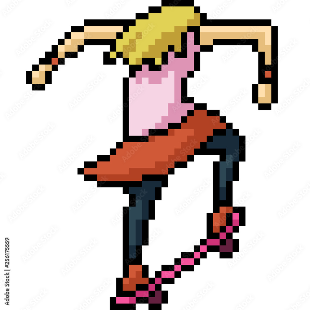 vector pixel art girl skateboard vector pixel art girl skateboard