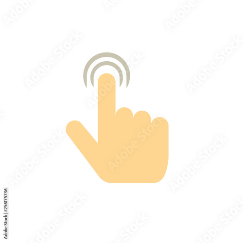 Pointer finger click icon vector illustration, flat cartoon index thumb touching symbol isolated sign clipart