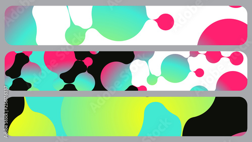 abstract banners set with connected bubbles in pop shades