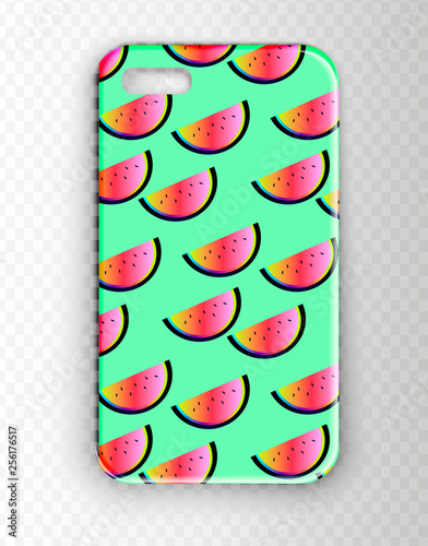Stylish vector mockup cover for smartphone. Neon stylish youth cover with wat...