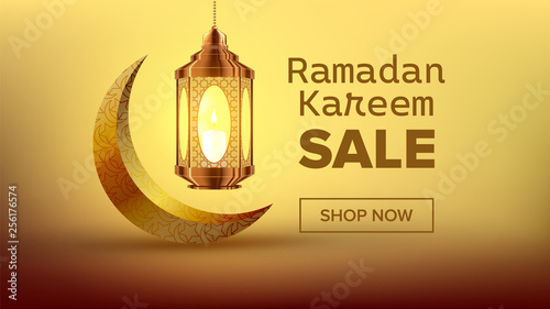 Ramadan Sale Banner Vector. Arabian Concept. Holiday Shopping. Decoration Art. Business Message. Discount Flyer. Big Sale. Illustration