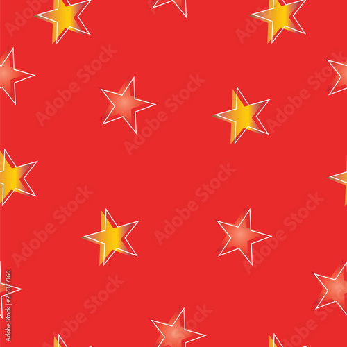 seamless pattern with stars in orange and yellow colors - orange background