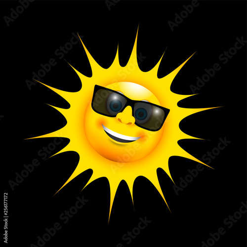 happy smiling sun with sun glasses