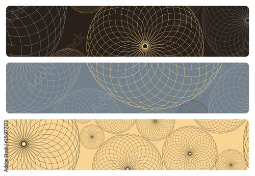 banners set wired bubbles abstract pattern silver ivory