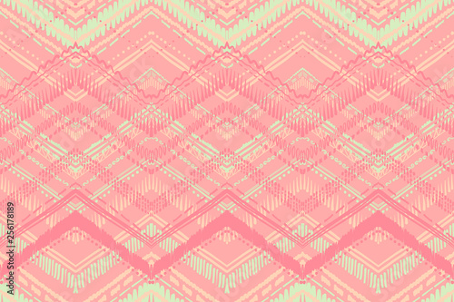 Abstract Ikat and boho style handcraft fabric pattern. Traditional Ethnic design for clothing and textile background, carpet or wallpaper