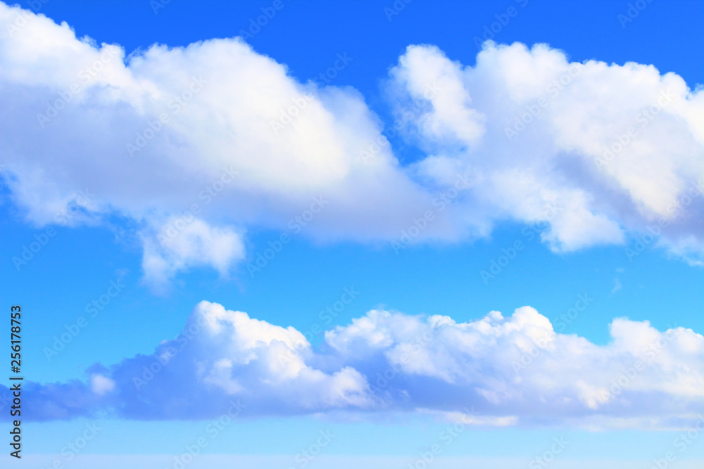 Cumulus clouds. Large plan. Background. Landscape.