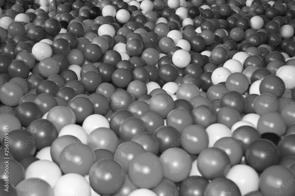 Black grey white balls for dry massage. Black-and-white photo