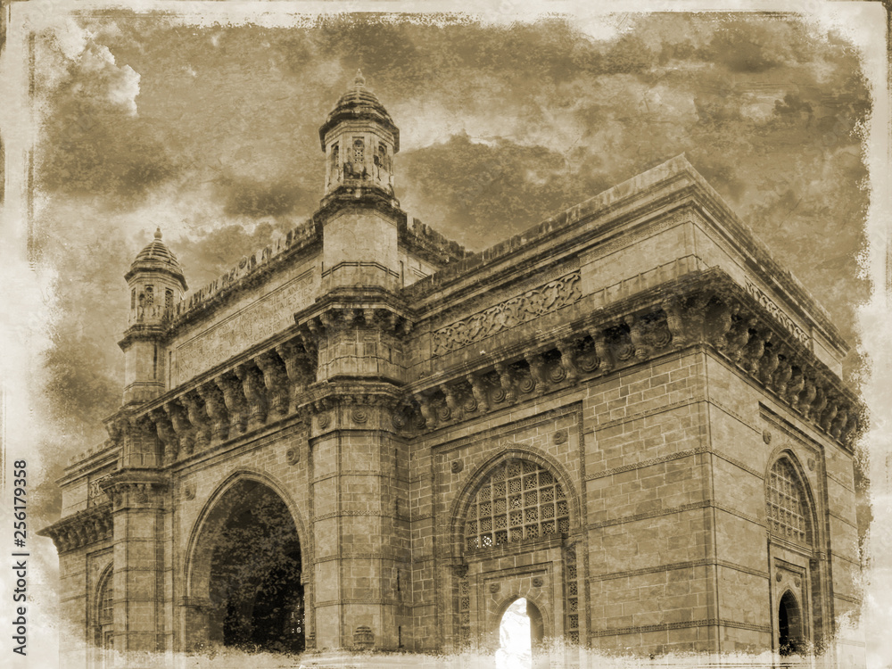 Simulated Victorian photograph of the Gateway to India, Mumbai 