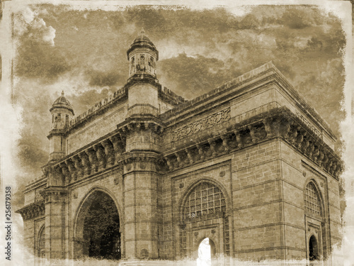 Photography Simulated Victorian photograph of the Gateway to India, Mumbai