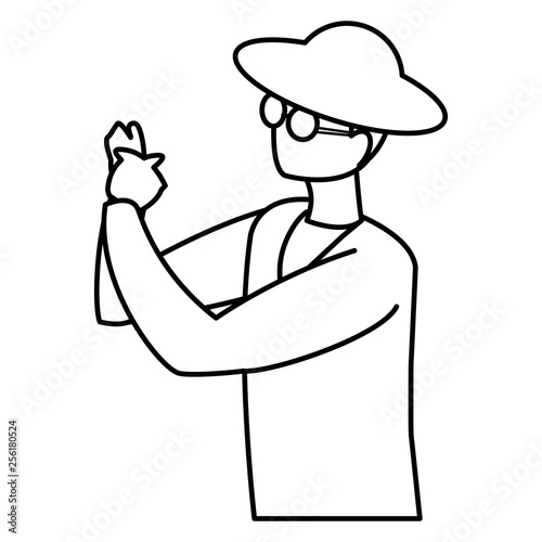 black musician jazz with hat and sunglasses