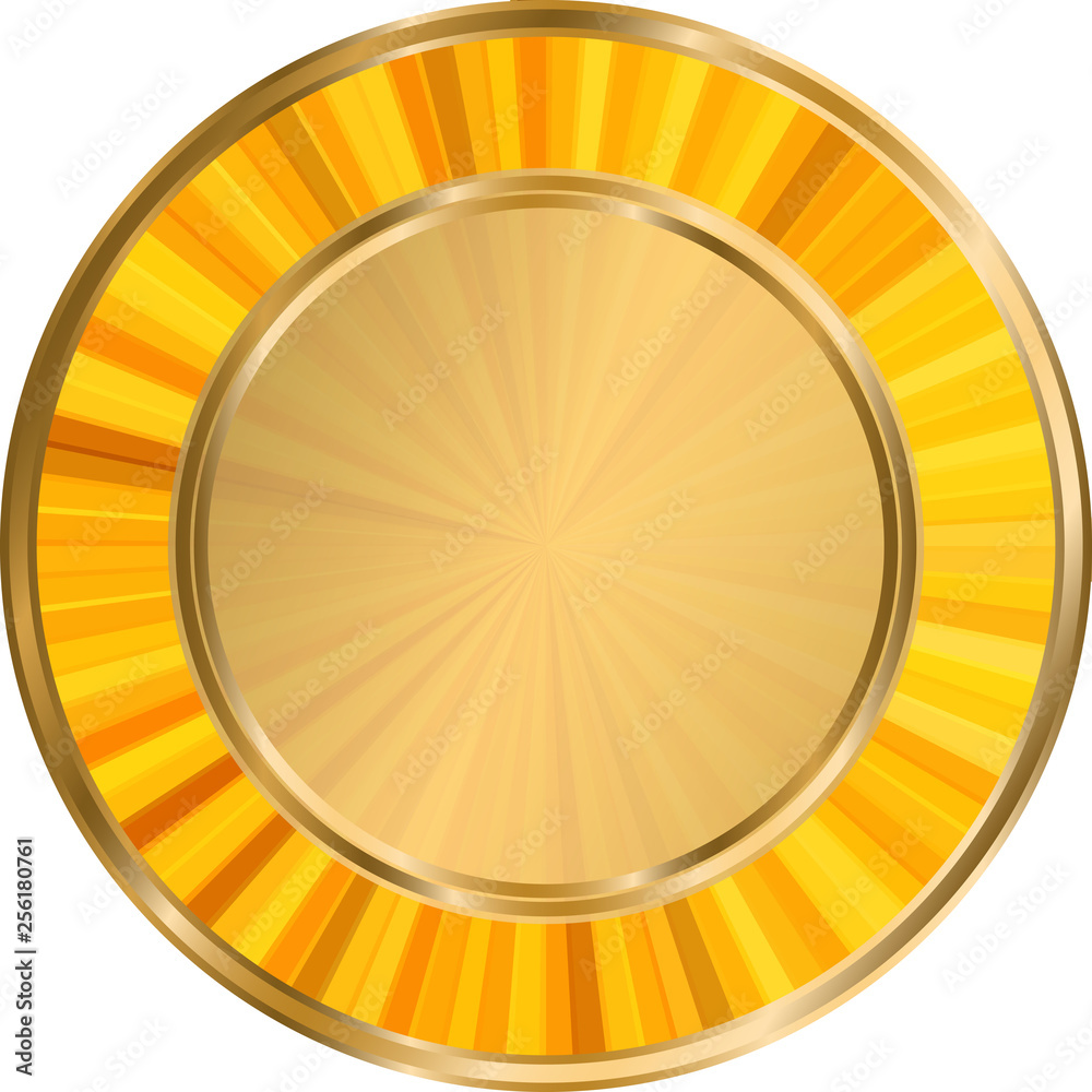 Round gold template with gold sun rays